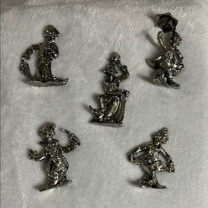 Set of Five Pewter Clowns